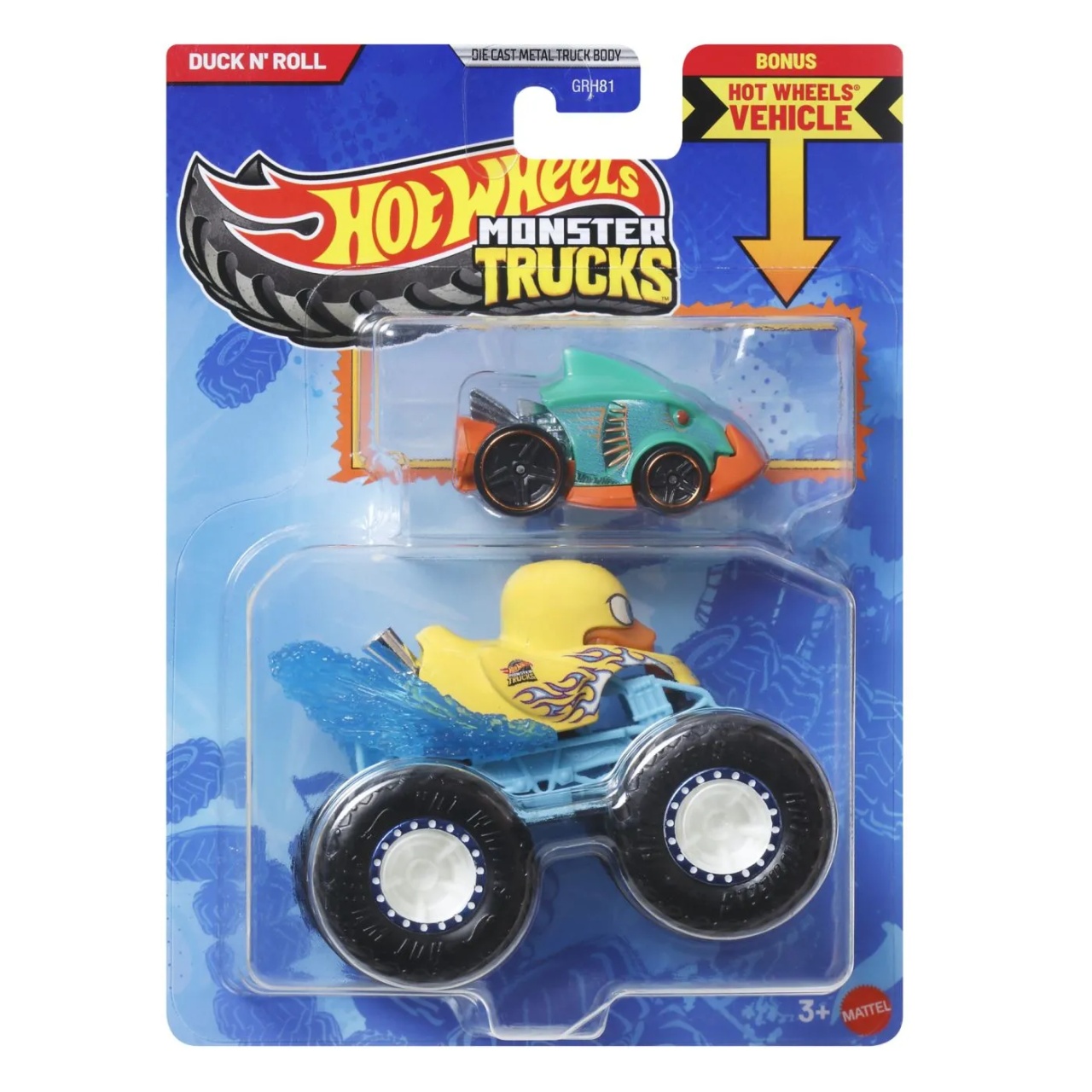 Hot Wheels Monster Truck Si Masinuta Metalica Duck N Roll