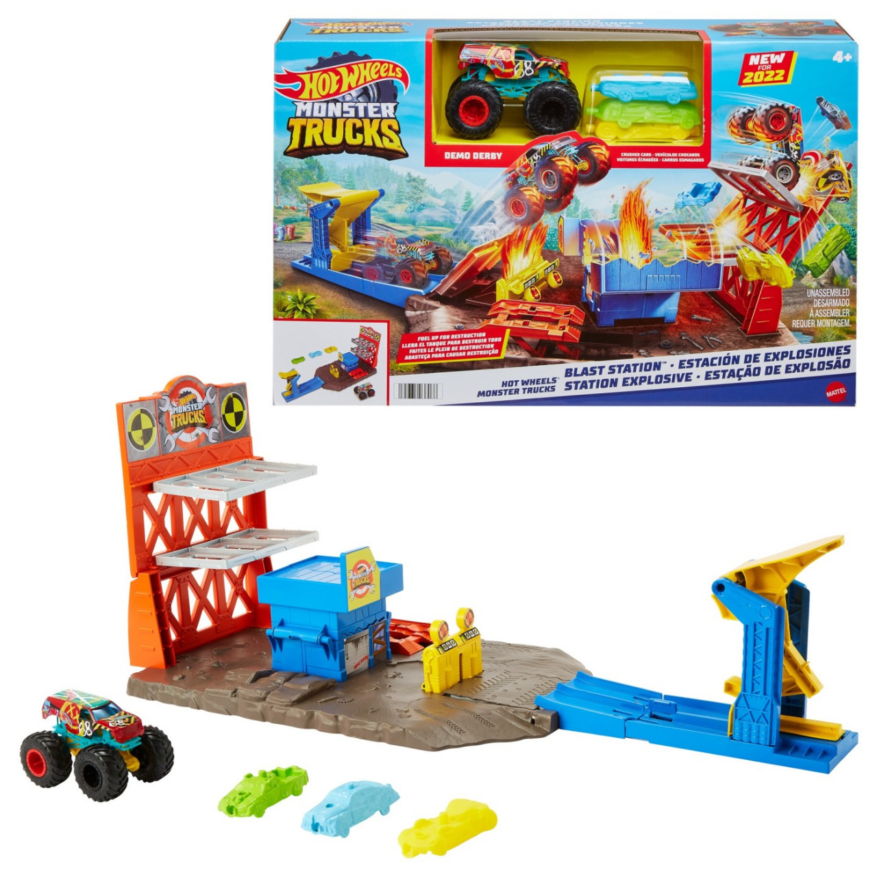 Hot Wheels Monster Trucks Set Blast Station - 3 | YEO