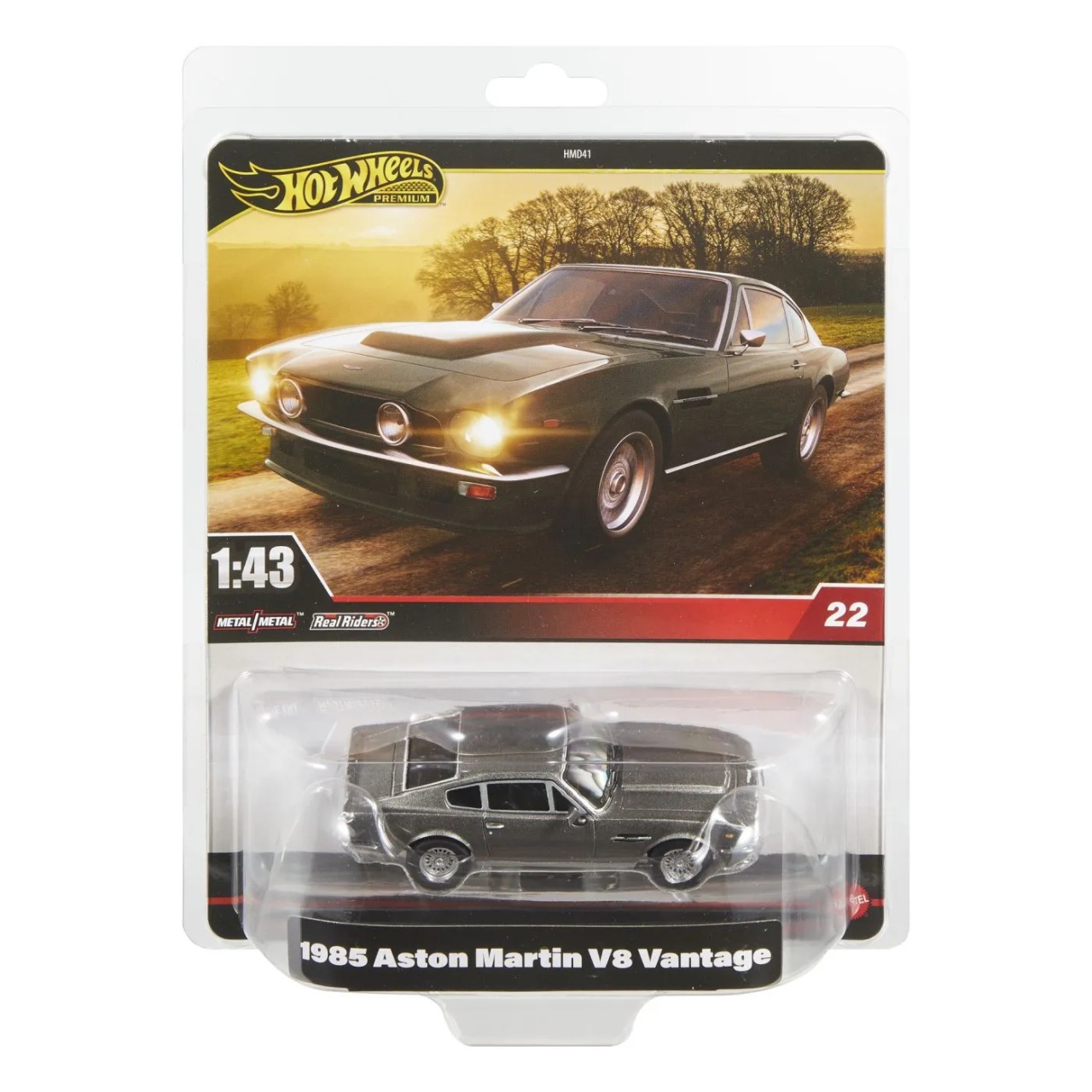 Hot Wheels Premium Real Riders Masinuta Metalica Aston Martin V8 Vantage 1985 Scara 1 La 43