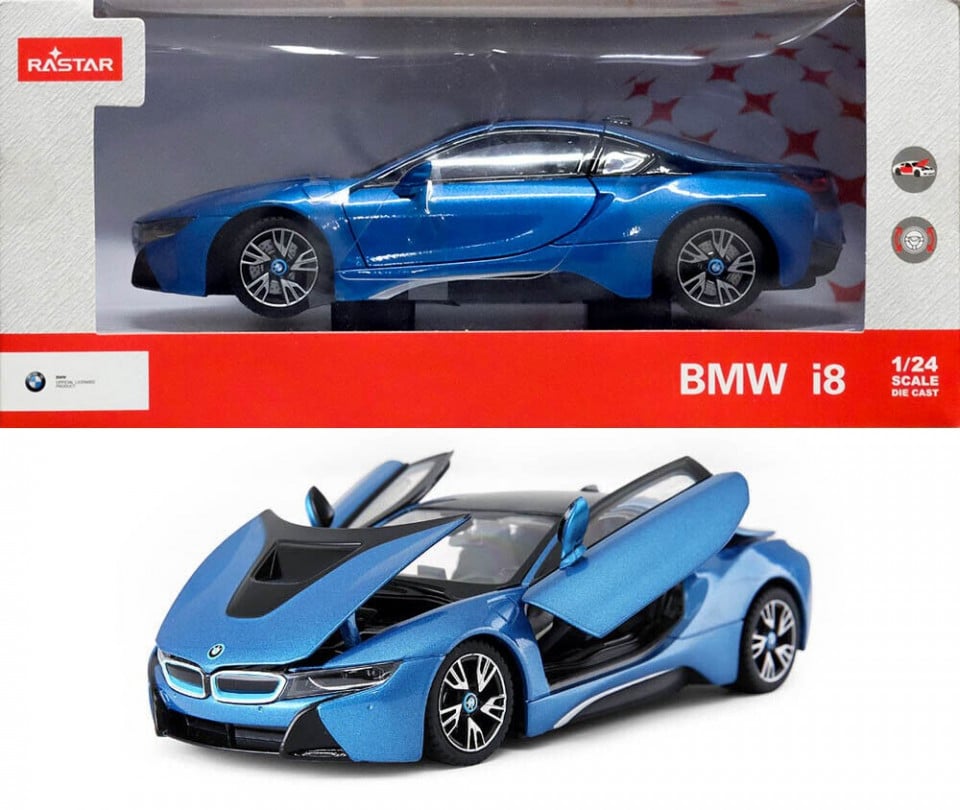 Masinuta Metalica Bmw I8 Albastru Scara 1 La 24