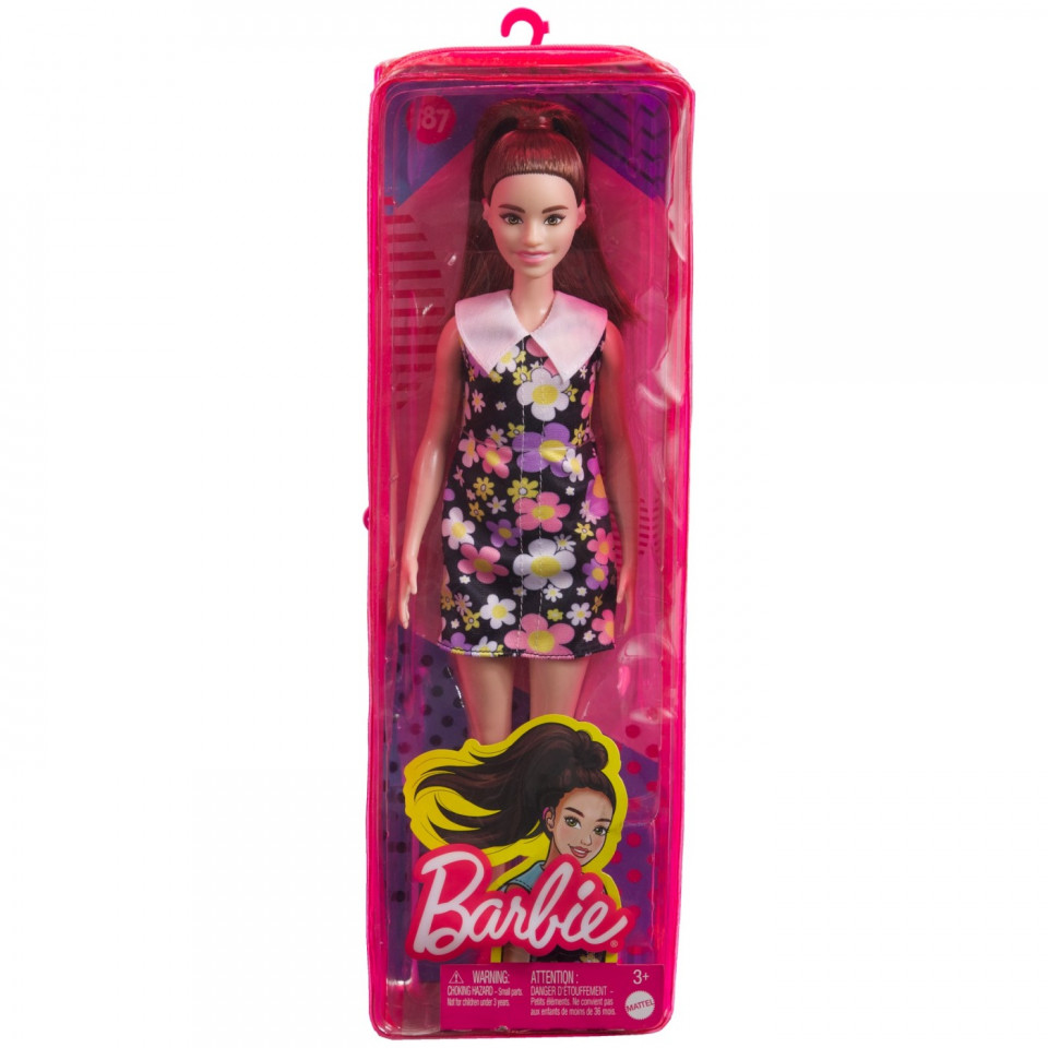 Papusa Barbie Fashionista Satena Cu Rochie Cu Imprimeu Floral - 1 | YEO