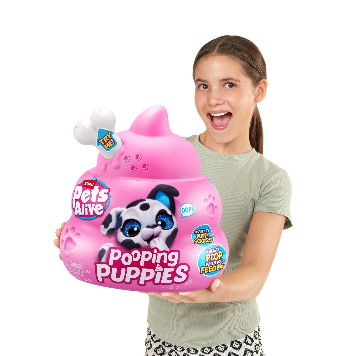 Pets Alive - Jucarie de plus interactiva catelus cu accesorii surpriza, Pooping Puppies - 3 | YEO