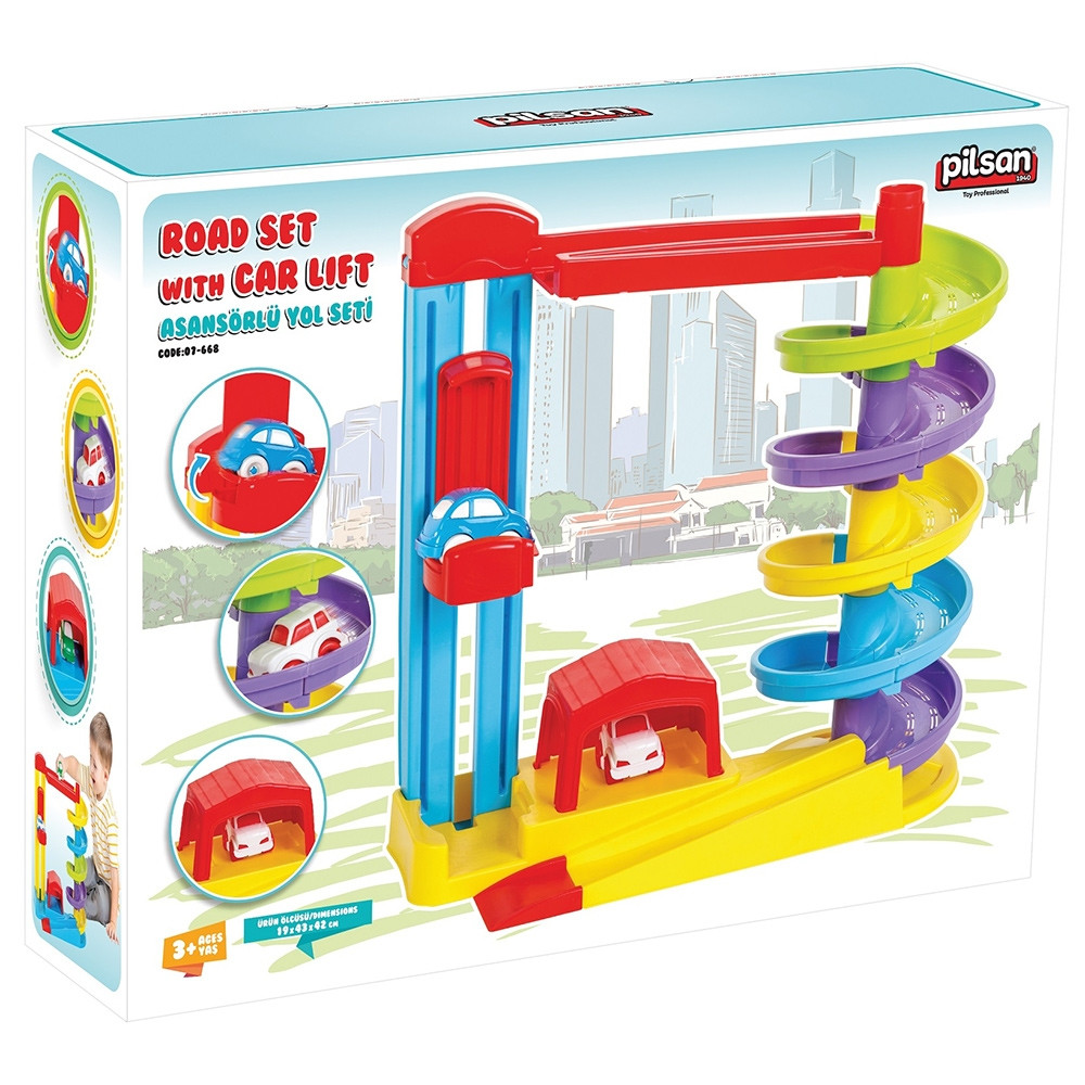 Pista de masini Pilsan Road Set with Car Lift cu 2 masinute - 2 | YEO