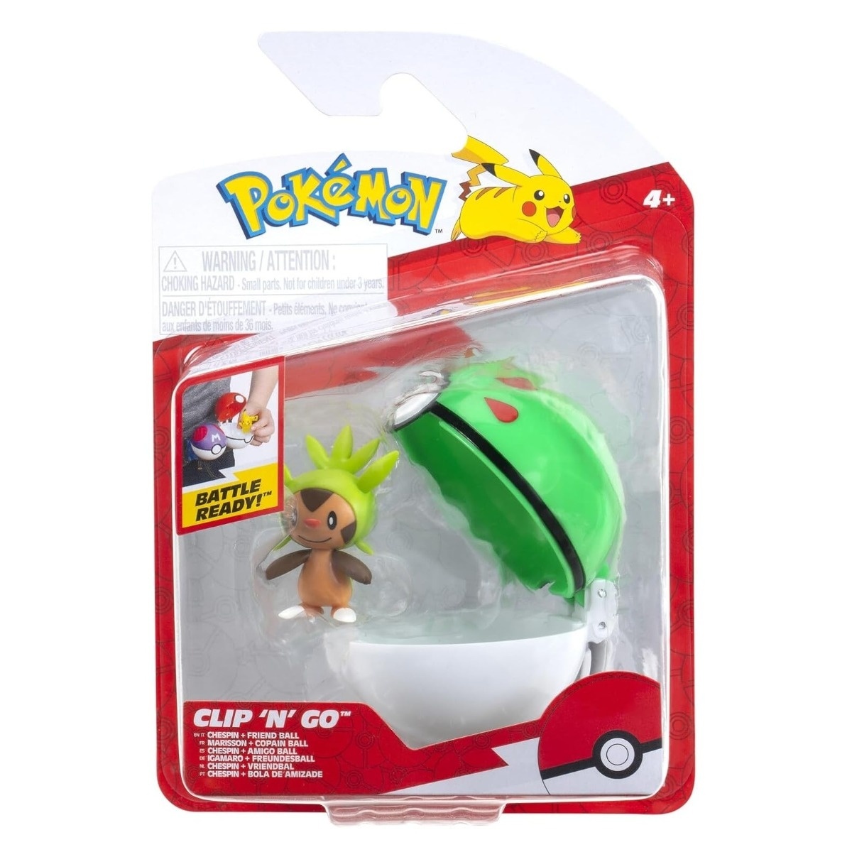 Pokemon - Set 2 figurine Clip n Go, Chespin with Friend Ball W19