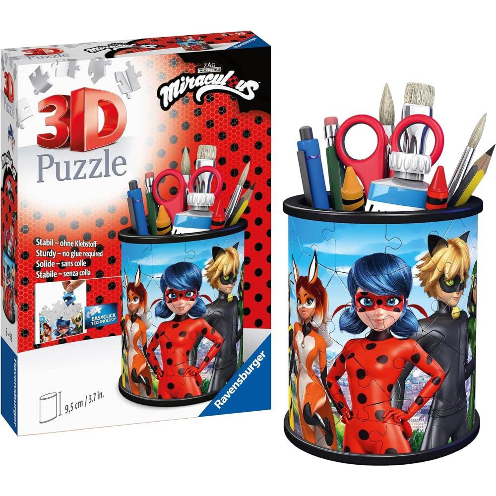 Puzzle 3D suport pixuri Miraculous 54 piese