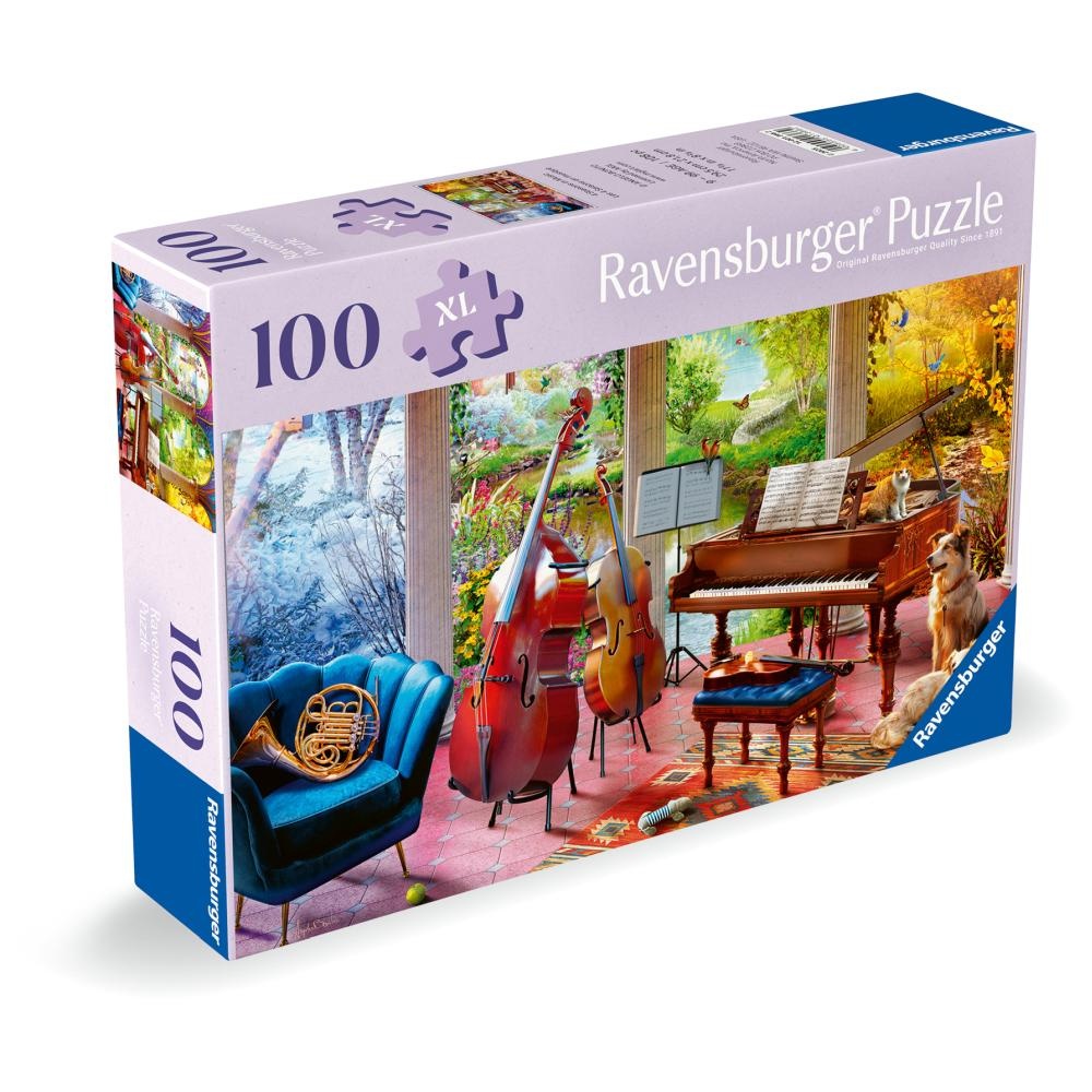 Ravensburger - Puzzle pentru varstnici anotimpuri muzicale cu sablon de imagine si suport din carton 100 piese mari XL - 1 | YEO