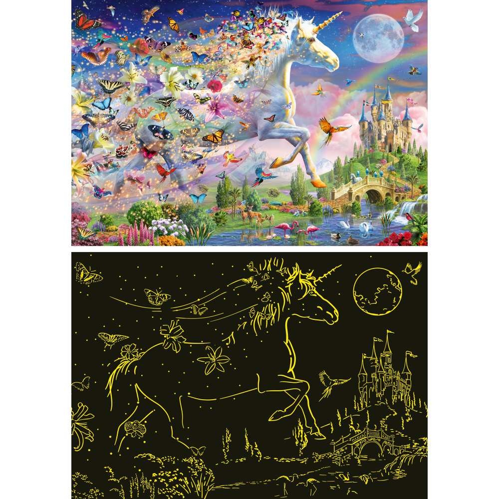 Ravensburger - Puzzle Star Line Unicorn si fluturi care lumineaza in intuneric 200 piese XXL - 3 | YEO