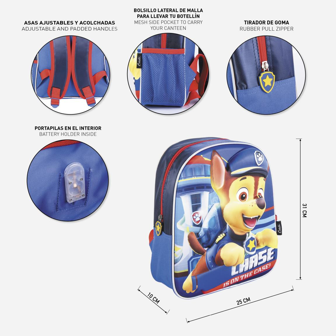 Rucsac Paw Patrol 3D cu luminite, 25x31x10 cm - 4 | YEO