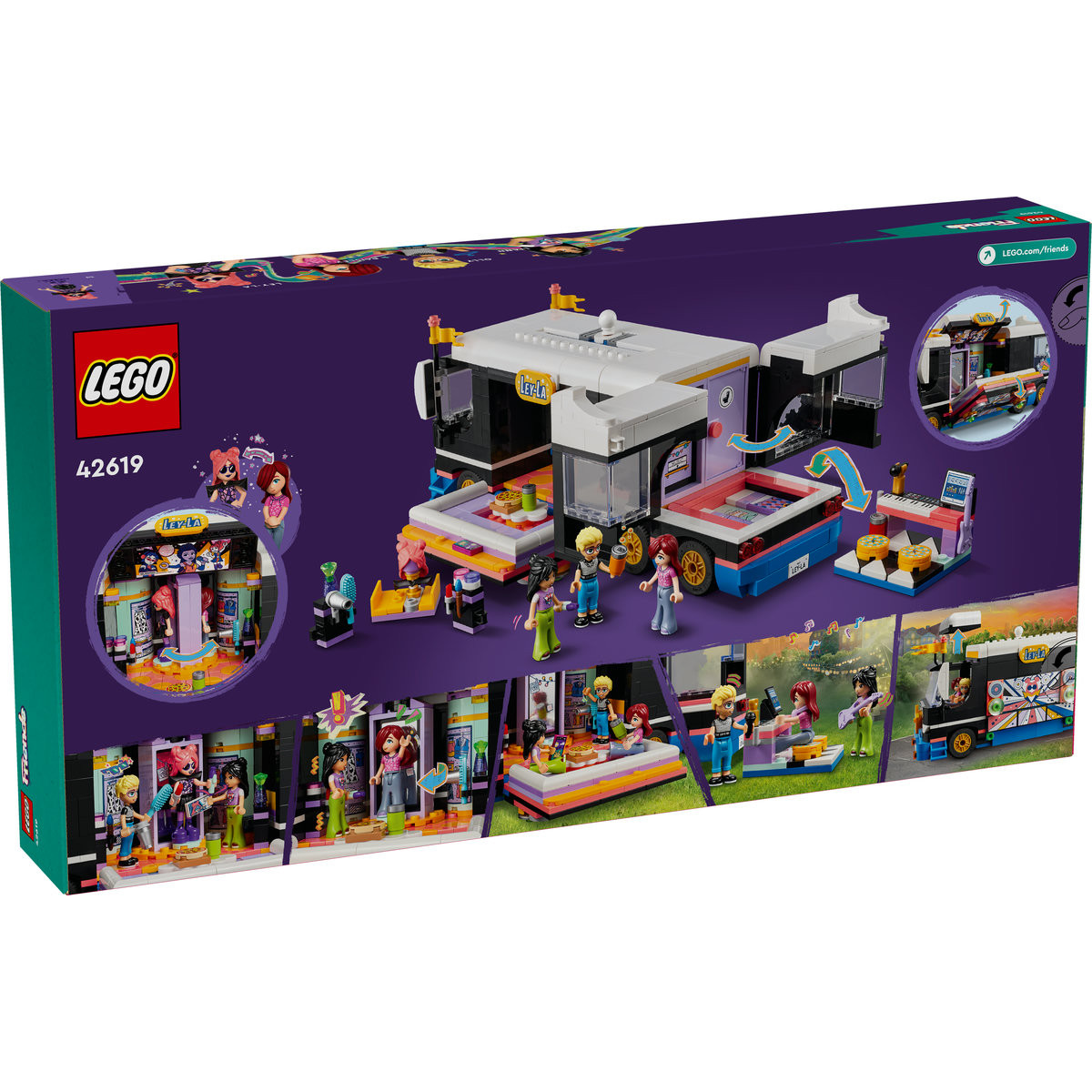 Set LEGO Friends - Autocar de turneu pentru staruri pop (42619) - 2 | YEO