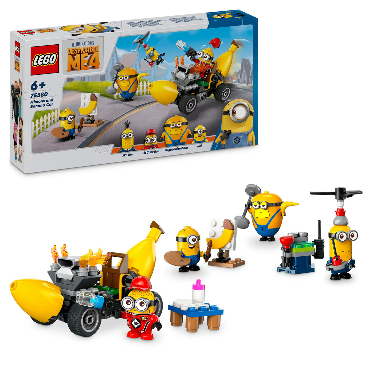 Set LEGO Minions - Minionii si masina-banana (75580)