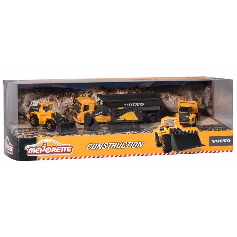 Set Majorette Volvo camion cu remorca, camion basculant, buldozer si excavator - 3 | YEO