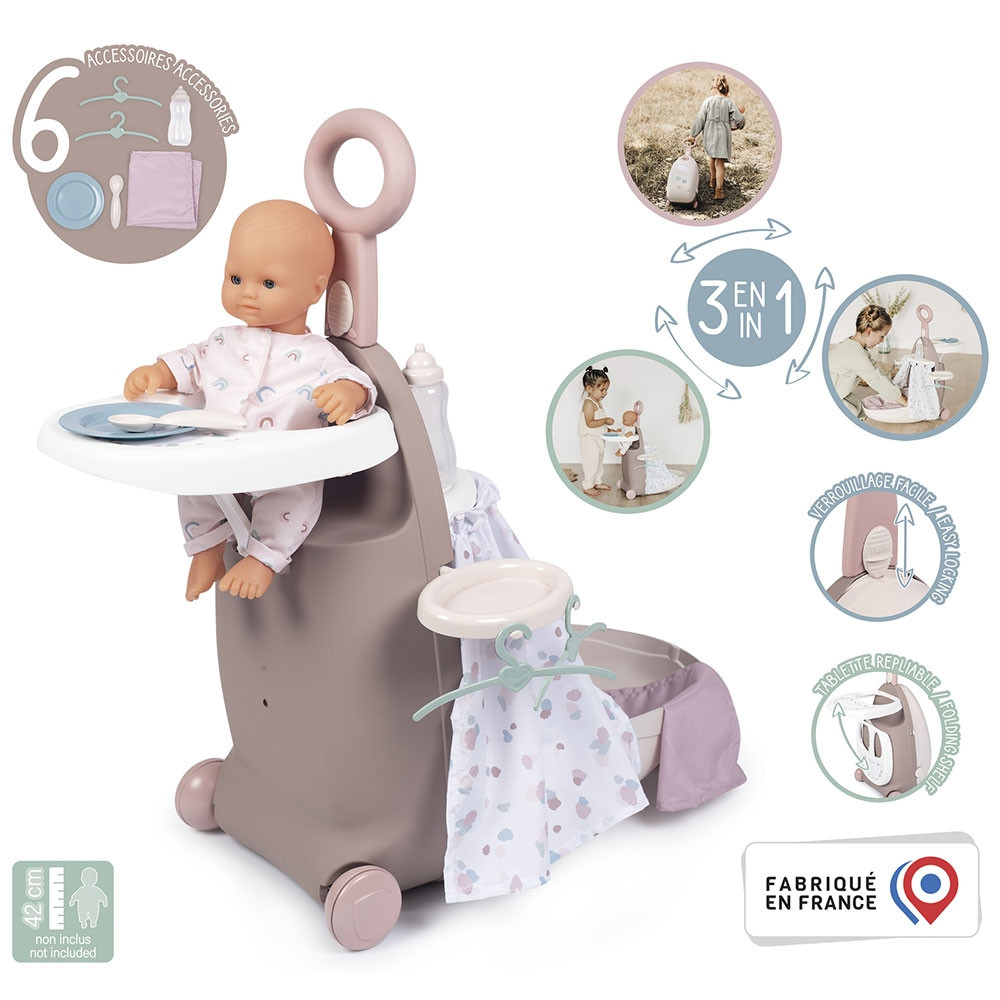 Valiza multifunctionala pentru papusi Smoby Baby Nurse 3 in 1 maro - 1 | YEO