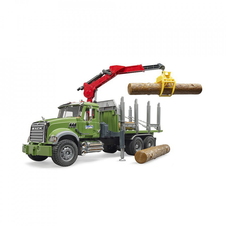 Bruder - Camion Lemne Mack Granite Cu Macara De Incarcare, Graifer Si 3 Busteni - 2 | YEO