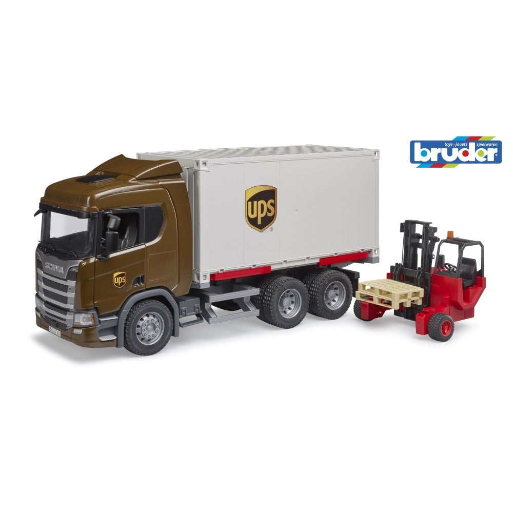 Bruder camion UPS Scania Super 560R si stivuitor