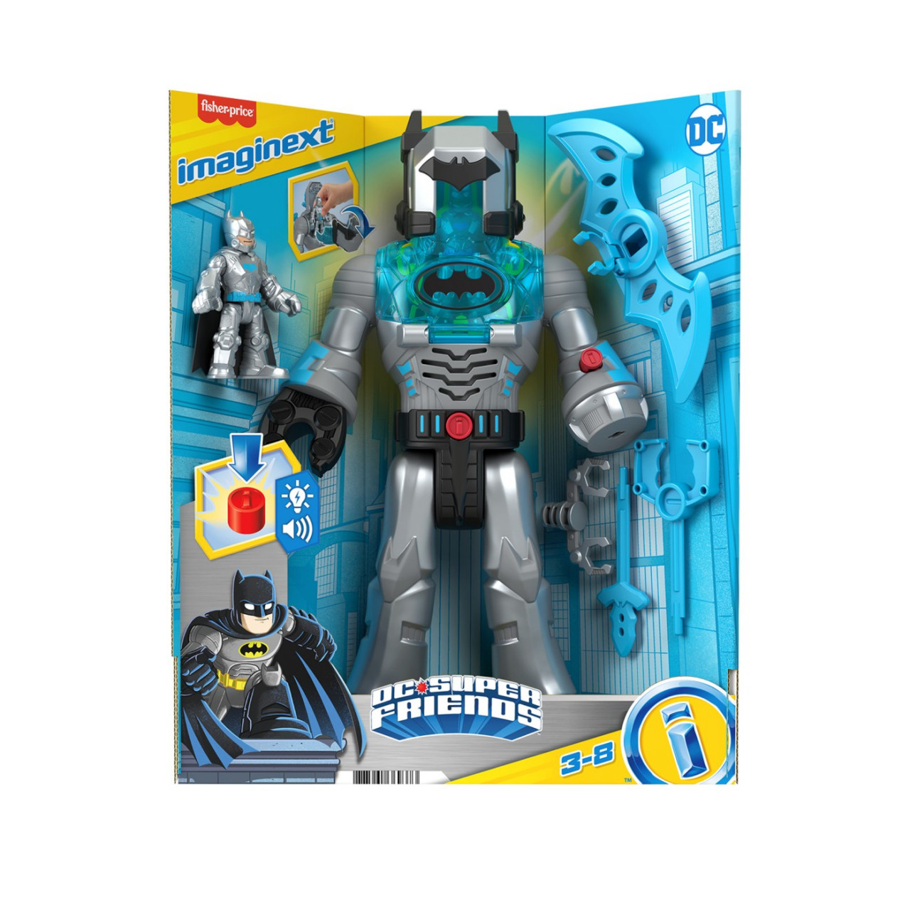 Fisher Price Imaginext Dc Super Friends Robot Batman In Costum Gri 30Cm