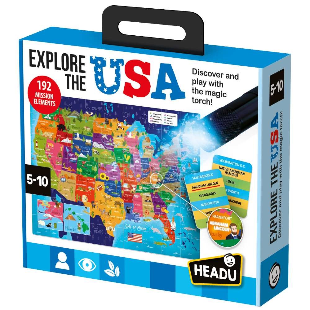 Headu - Joc STEM explorati Statele Unite ale Americii cu lanterna inclusa 5-10 ani