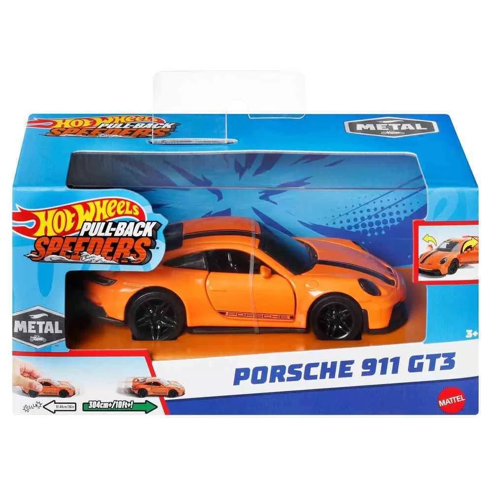 Hot Wheels Masinuta Metalica Cu Sistem Pull Back Porsche 911 Gt3 Scara 1:43