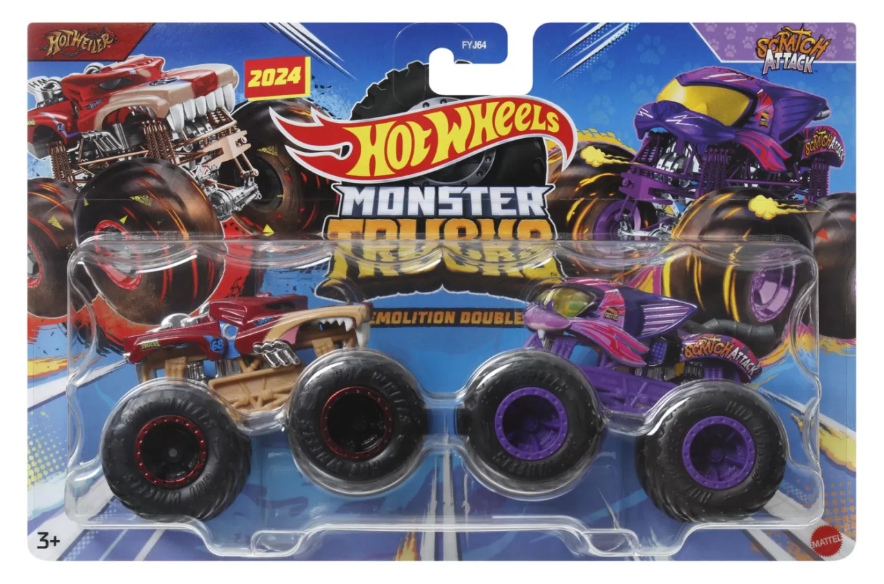 Hot Wheels Monster Truck Set 2 Masini Scratch Attack Si Hot Weiler Scara 1 La 64