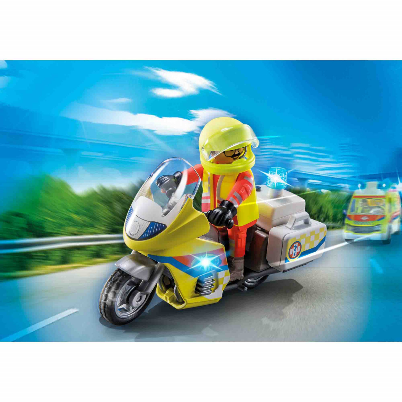 Playmobil - Motocicleta Galbena Cu Lumini - 1 | YEO