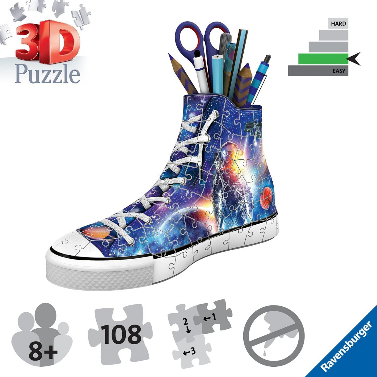 Puzzle 3D Suport Pixuri Sneaker Astronaut, 108 Piese - 3 | YEO