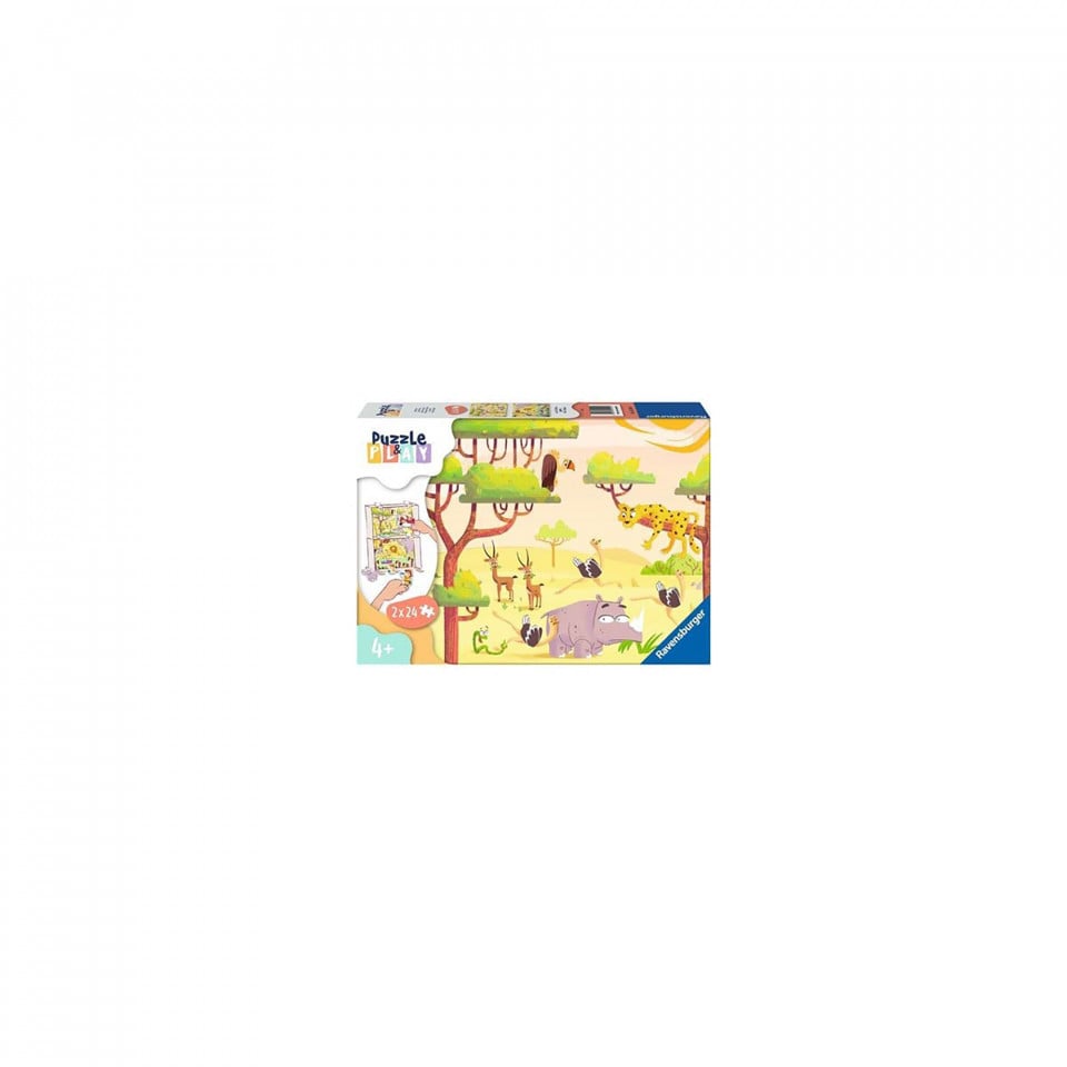 Puzzle Si Joc Animale Din Safari, 2X24 Piese - 1 | YEO