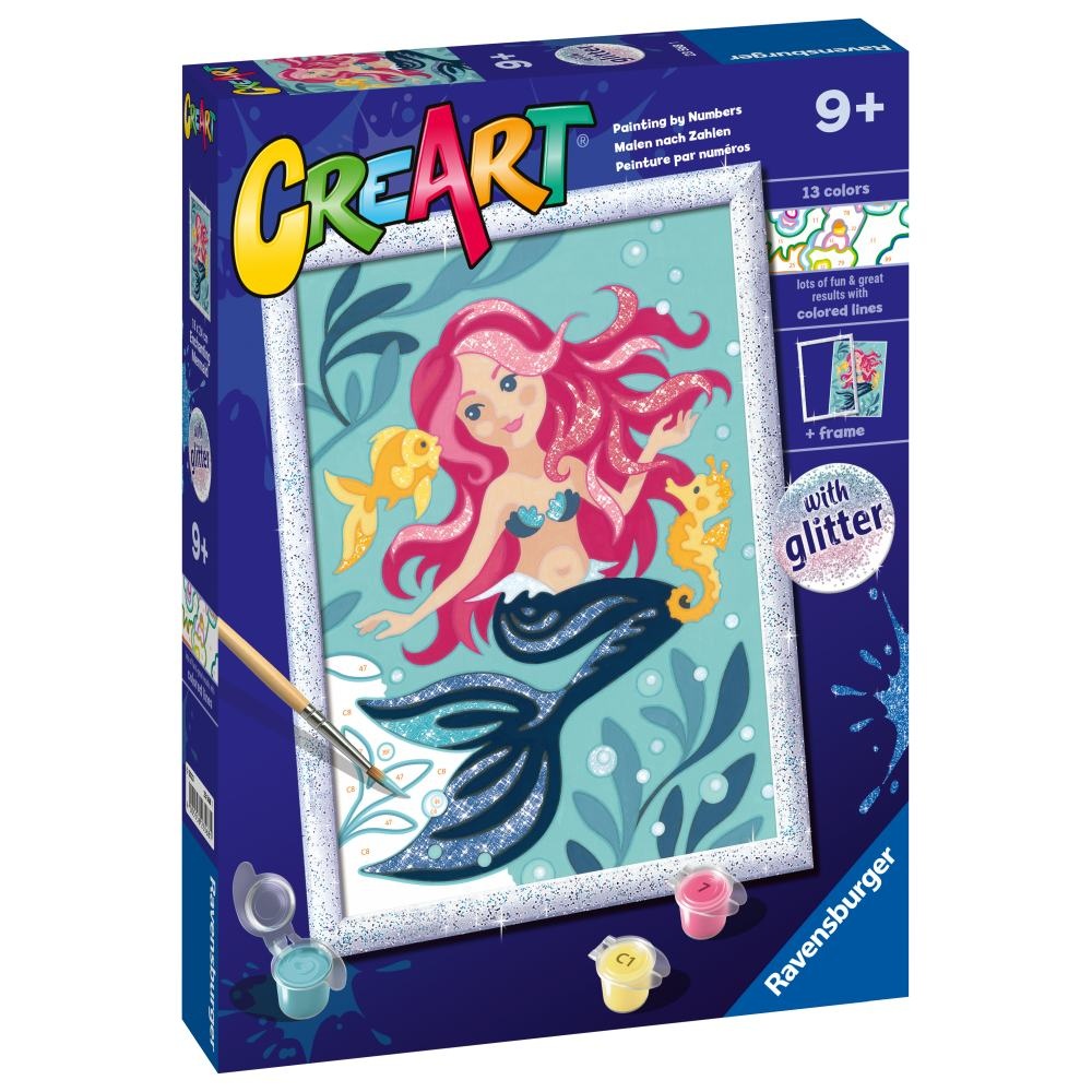 Ravensburger - CreArt pictura pe numere pentru copii cu sclipici sirena - 1 | YEO