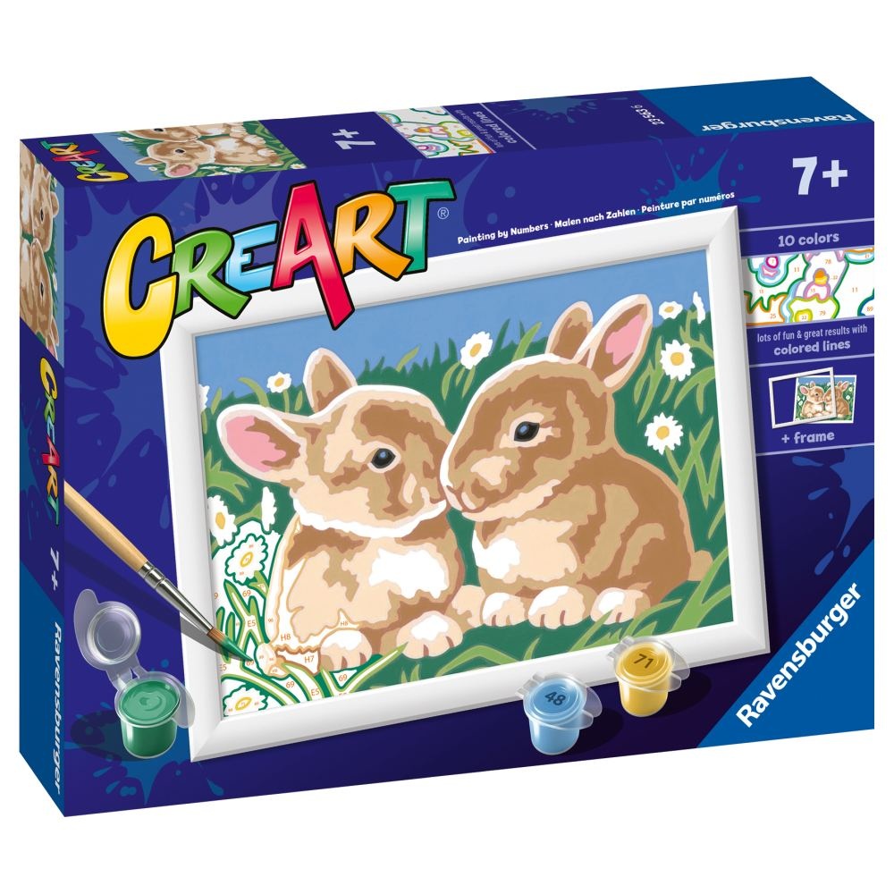 Ravensburger - CreArt pictura pe numere pentru copii iepurasi printre margarete - 1 | YEO