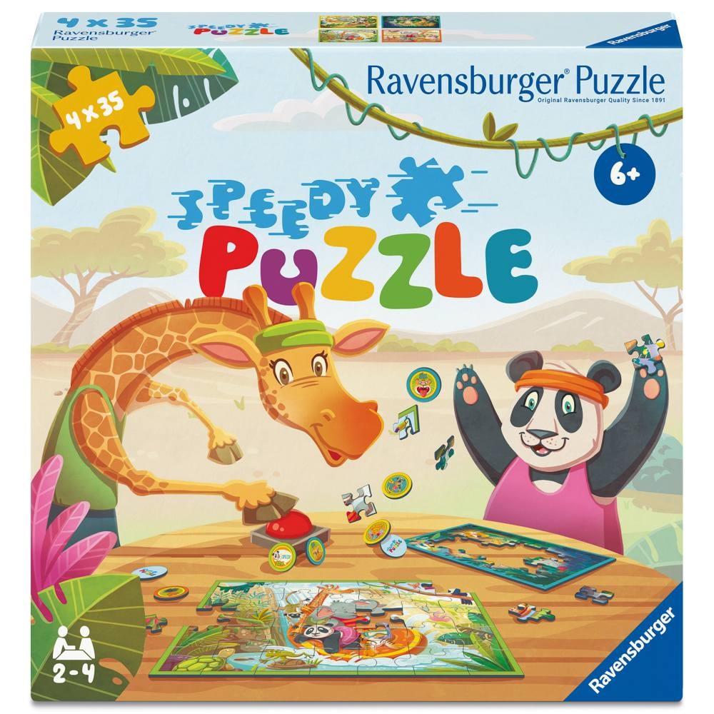 Ravensburger - Puzzle interactiv cu buton sonor pentru testarea rapiditatii animalute jucause 4x35 piese