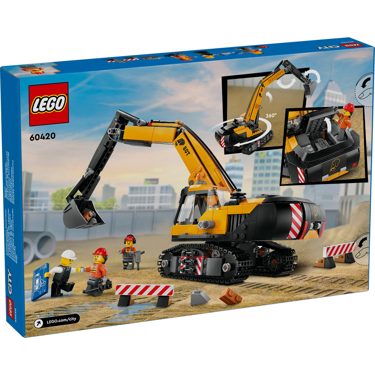 Set LEGO City - Excavator galben de constructii (60420) - 2 | YEO