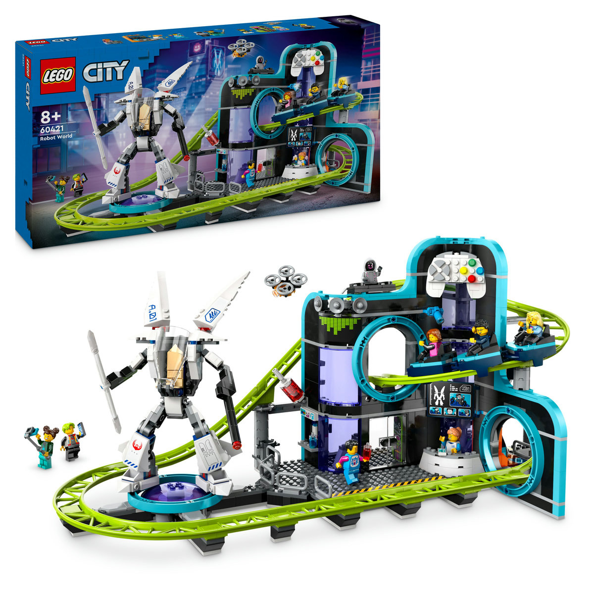 Set LEGO City - Parc cu roller-coaster Lumea Robotilor (60421)