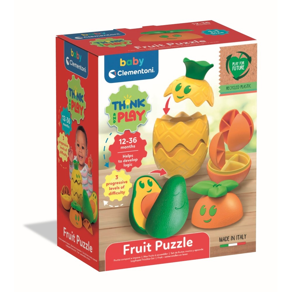 Clementoni - Joc educativ de logica fructe colorate din plastic reciclat