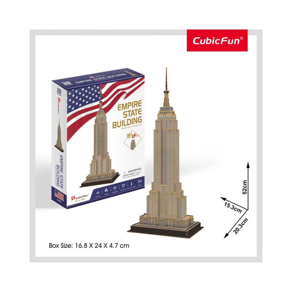 Cubic Fun - Puzzle 3D Empire State Building (Nivel Mediu 54 Piese) - 2 | YEO