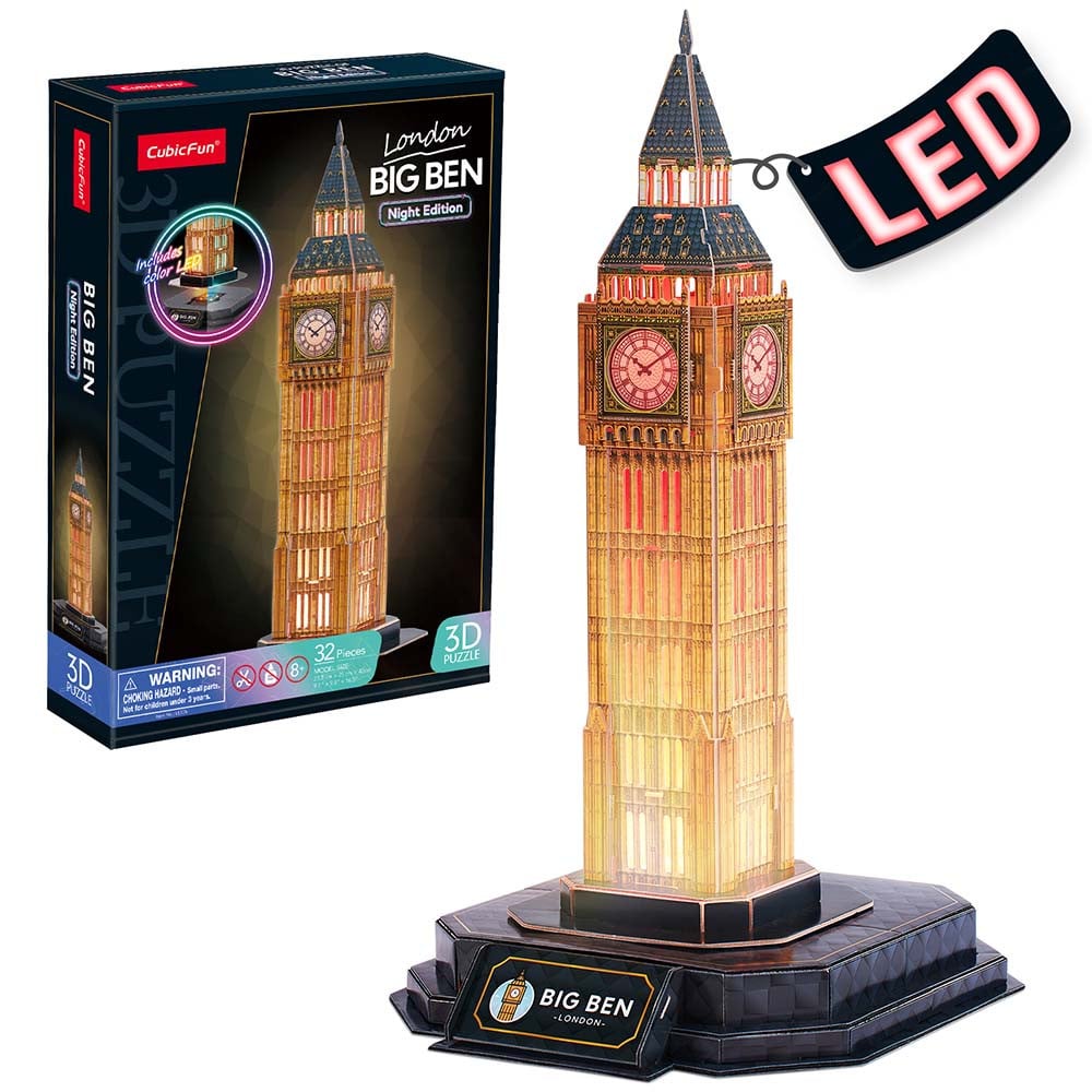 CUBICFUN - PUZZLE 3D BIG BEN EDITIE LUMINOASA 32 PIESE - 1 | YEO