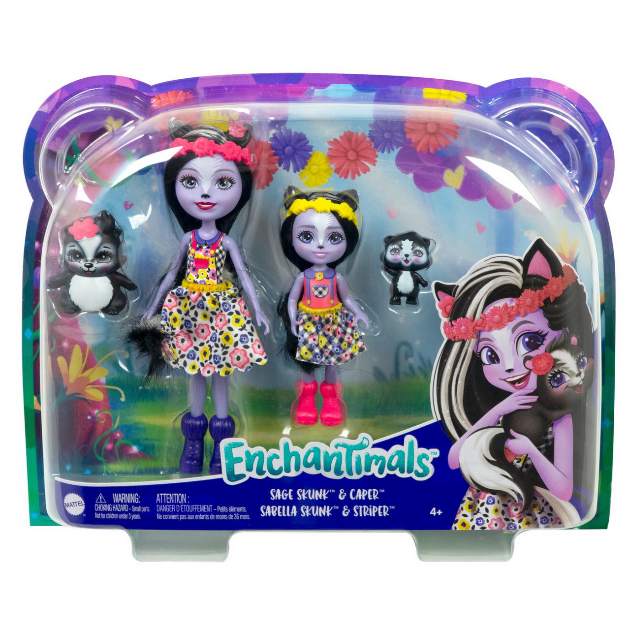 Enchantimals Set Papusi Surori Si Animalutele Lor Sage Skunk Si Caper Si Sabella Skunk Si Striper - 1 | YEO