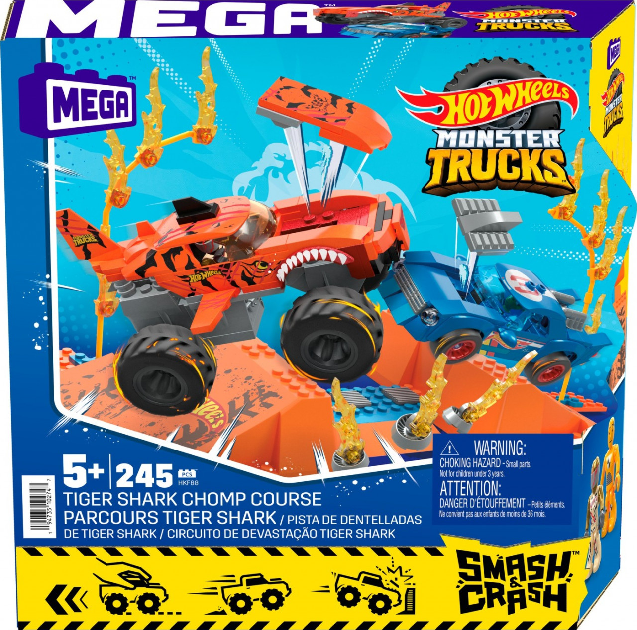 Hot Wheels Monster Truck Mega Set Constructie Cursa Tiger Shark Chomp - 1 | YEO