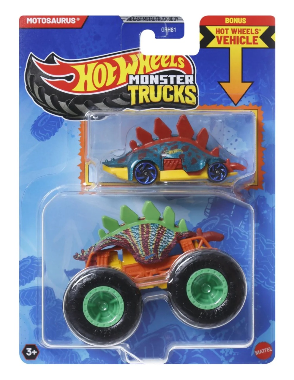 Hot Wheels Monster Truck Si Masinuta Metalica Motosaurus