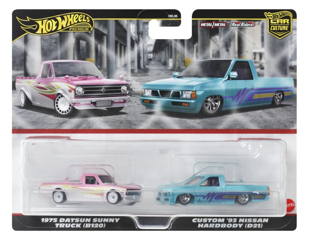 Hot Wheels Premium Set 2 Masinute Metalice Datsun Sunny Truck Si Nissan Hardbody Scara 1:64