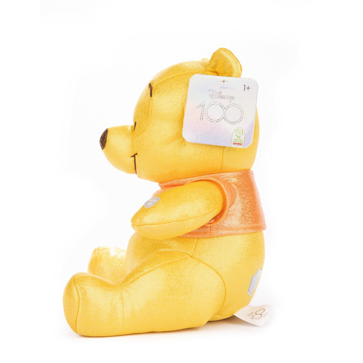 Jucarie de plus cu sclipici si sunete, Winnie, Colectia Disney 100, 28 cm - 1 | YEO