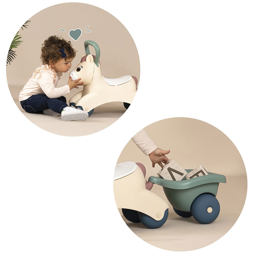 Masinuta de impins Smoby Pony cu remorca - 2 | YEO