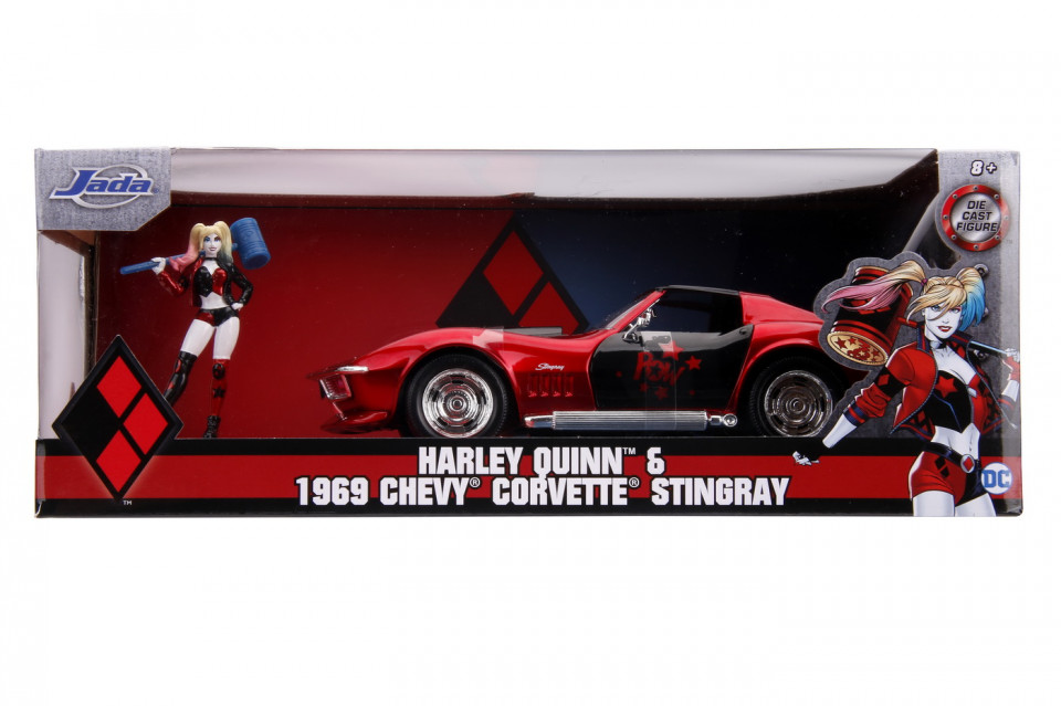 Masinuta Din Metal Harley Quinn 1969 Chevy Corvette Scara 1:24 - 1 | YEO