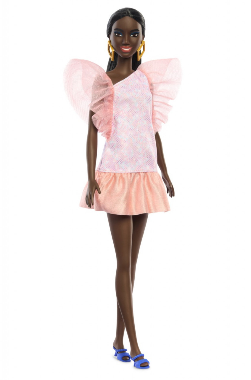 Papusa Barbie Fashionista Afro-Americana Cu Rochie Peach - 3 | YEO