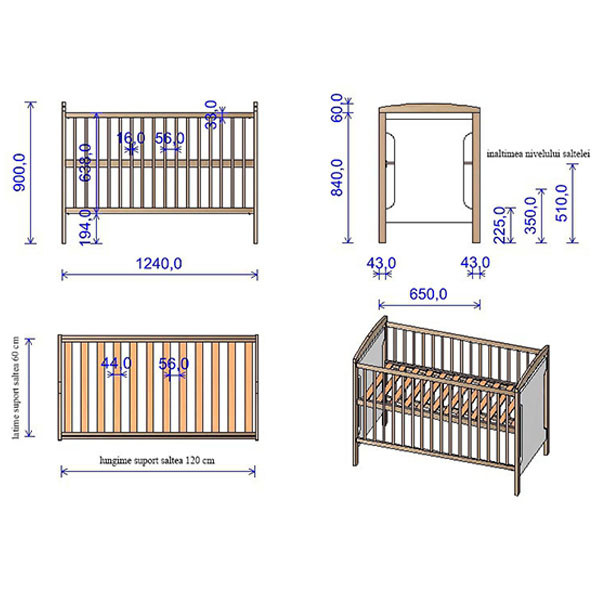 Patut copii din lemn Hubners Karly 120x60 cm alb - 2 | YEO