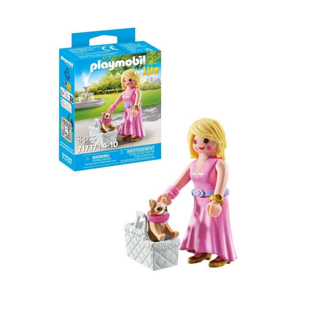 Playmobil - Figurina trendy cu animalut de colectie caine Chihuahua