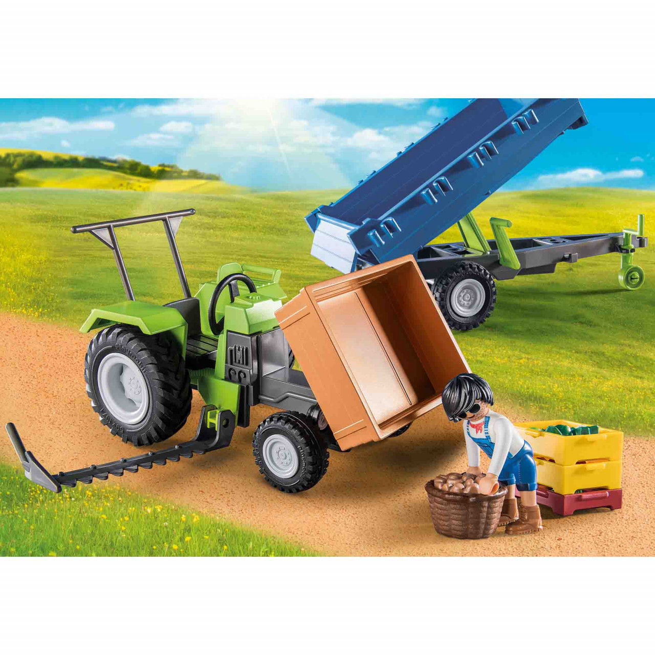 Playmobil - Tractor Cu Remorca Si Muncitor - 3 | YEO