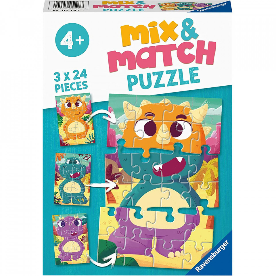 Puzzle Mix&Match Dinozauri, 3X24 Piese - 1 | YEO