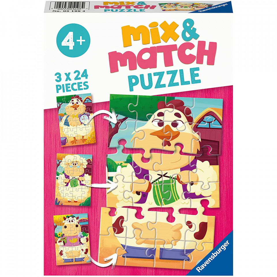 Puzzle Mix&Match Prietenii De La Ferma, 3X24 Piese - 1 | YEO