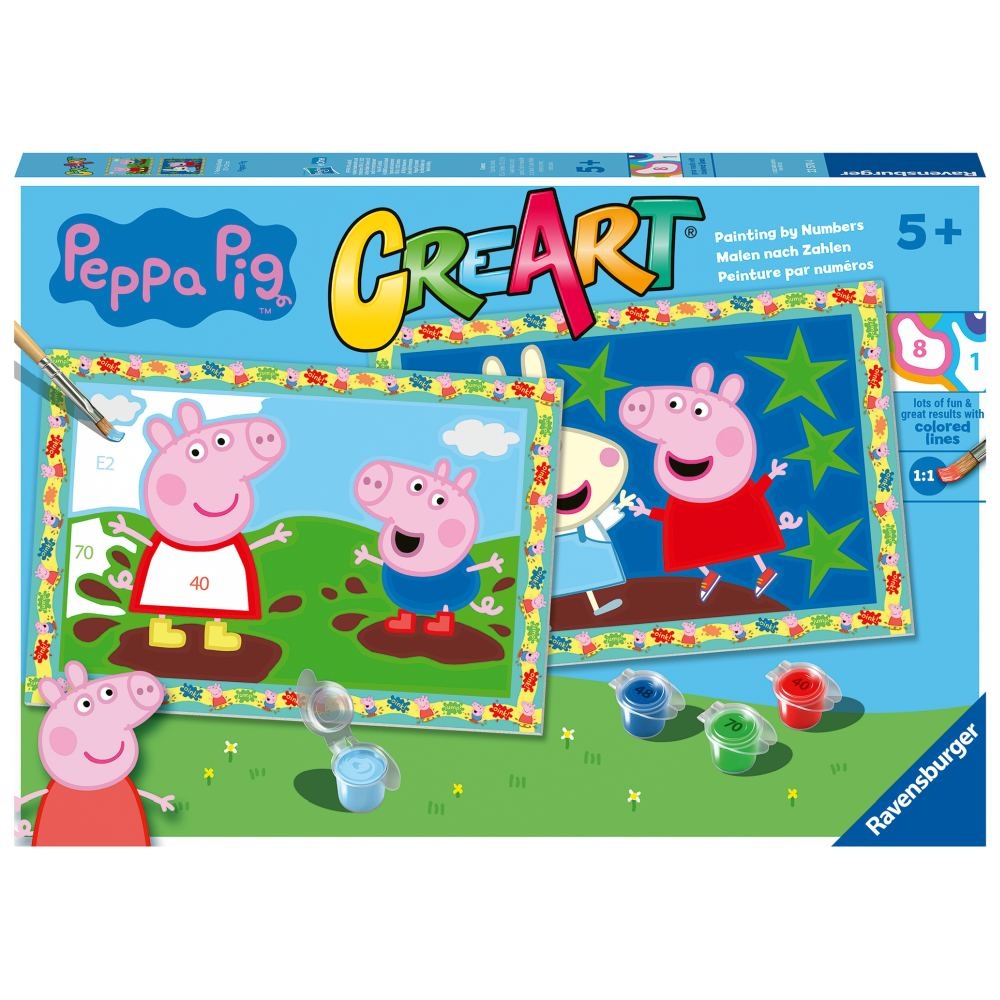 Ravensburger - CreArt pictura pe numere pentru copii 2 sabloane Peppa Pig