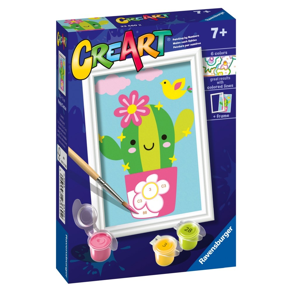 Ravensburger - CreArt pictura pe numere pentru copii cactus in ghiveci - 1 | YEO