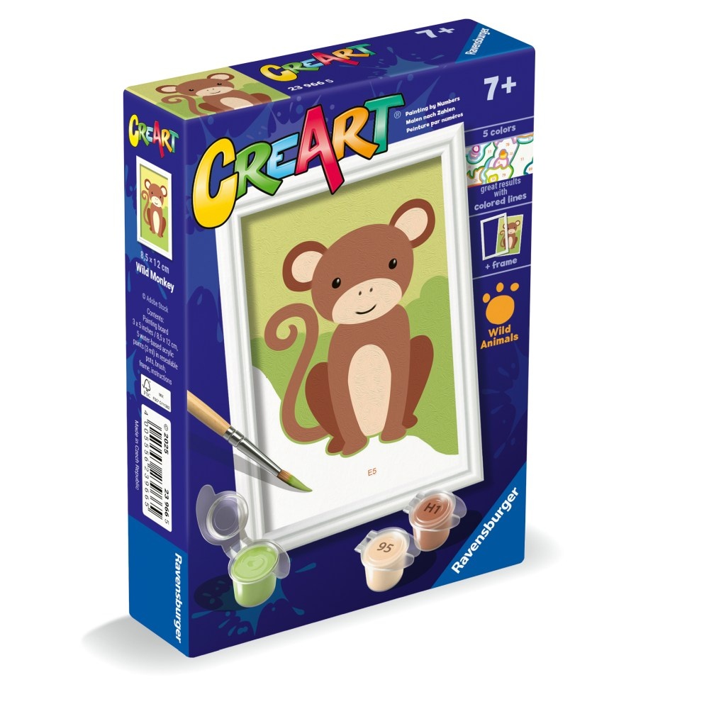 Ravensburger - CreArt pictura pe numere pentru copii maimuta salbatica - 1 | YEO