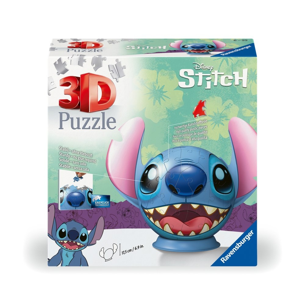 Ravensburger - Puzzle 3D Disney Stitch figurina Stitch cu urechi 72 piese - 1 | YEO